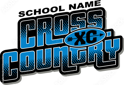 cross country team design with arrow for school, college or league sports