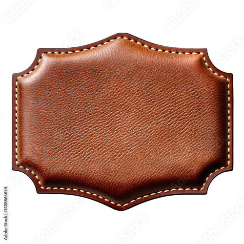 Obraz na płótnie A detailed leather patch featuring a smooth texture and decorative stitching around the edges. w salonie