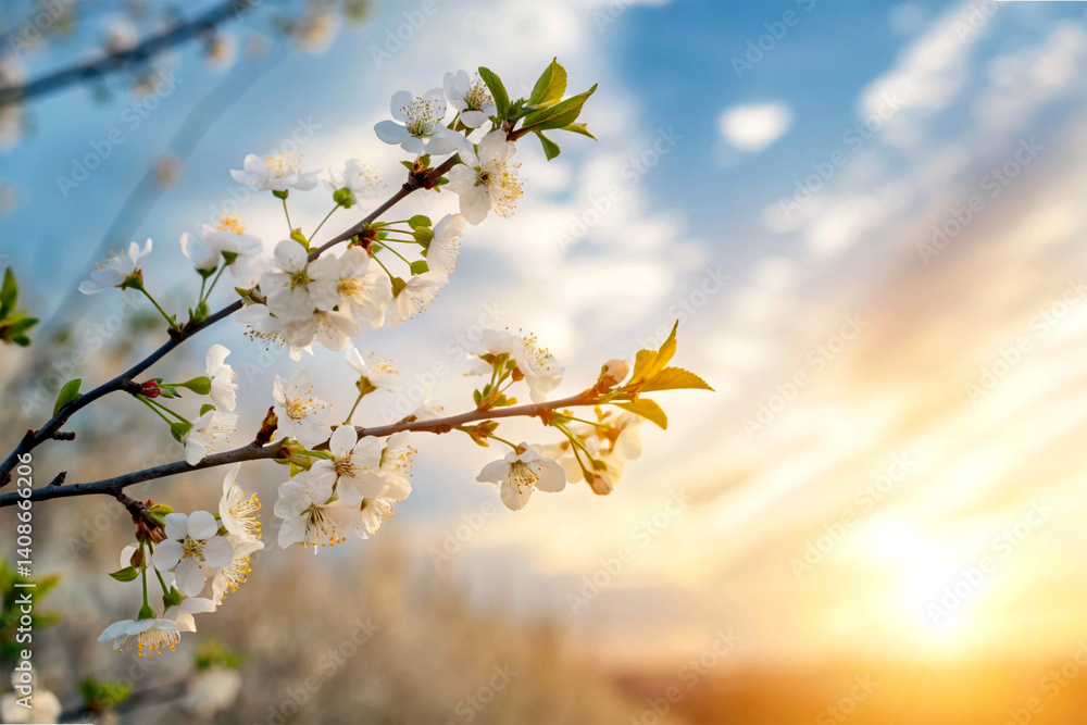 Bright Spring Blue Sky with Soft Sunlight Glow on a White Background Bright Spring Blue Sky with Soft Sunlight Glow on a White Background