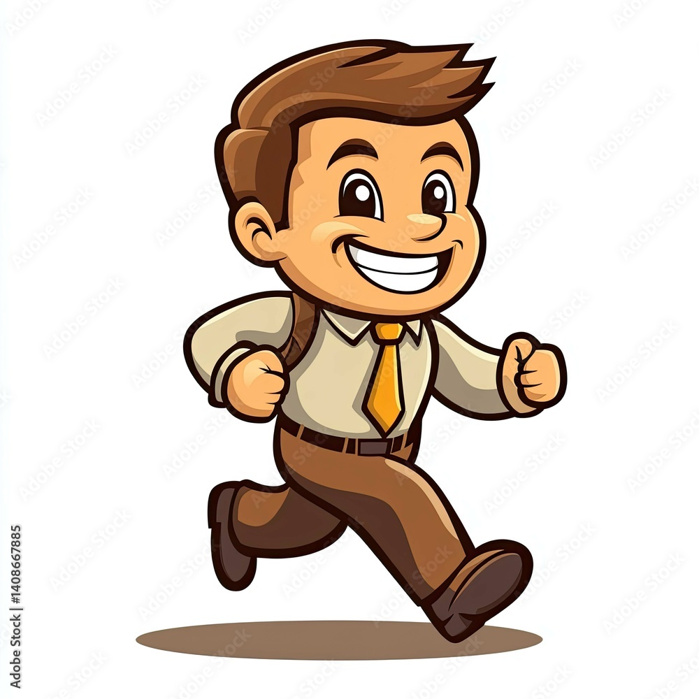 Happy Running Boy Cartoon Character Illustration Happy Running Boy Cartoon Character Illustration