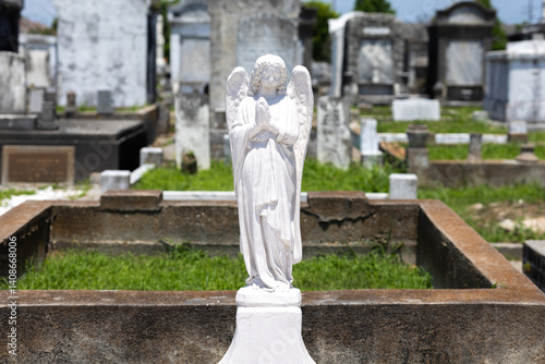 Beautiful angel tombstone topper sculpture