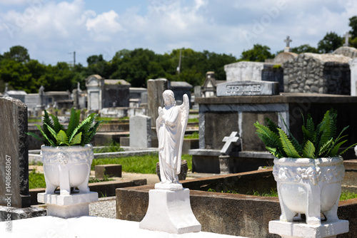 Beautiful angel tombstone topper sculpture