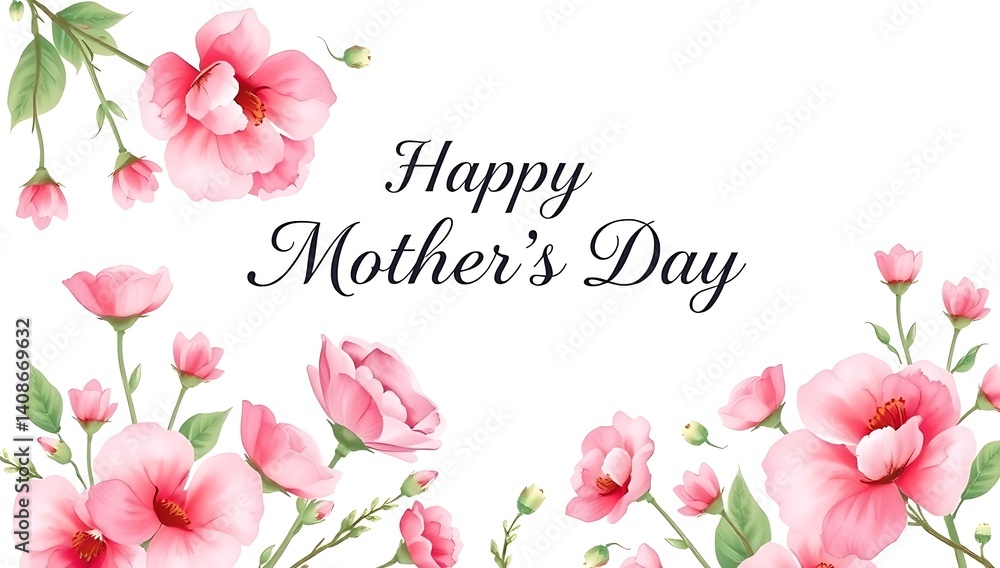 Naklejka premium beautiful flower border with happy mother's day greetings