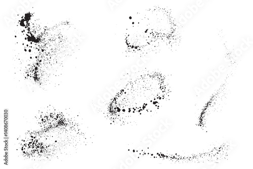 Set of grunge texture black color vector splatter blood background illustration