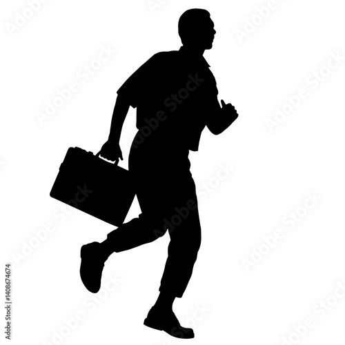 Silhouette of a Paramedic Running with First Aid Kit – Emergency Response, Urgency, Life-Saving Action, Medical Assistance, Life and Death Concept, Quick Aid Symbolism

