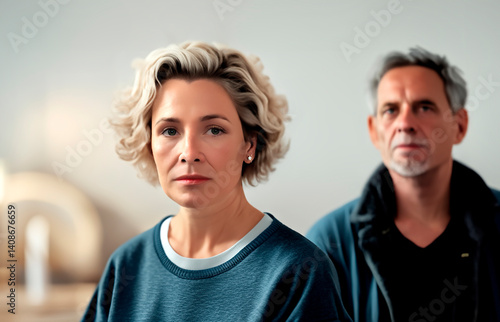 Obraz na płótnie A mature aged couple just had a misunderstanding
and the woman is walking away Ai w salonie