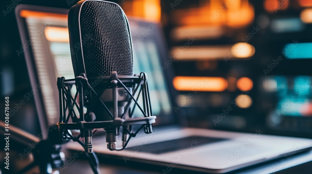 Studio microphone on laptop Studio microphone on laptop