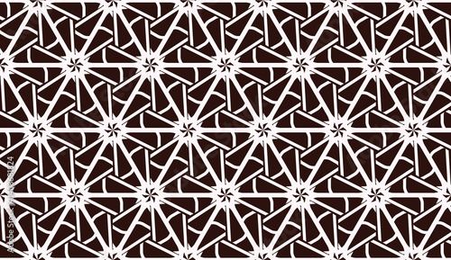 Vector geometric pattern. Triangles curved line. For wallpaper, presentation background, interior design, fashion print. Brown white color. Seamless