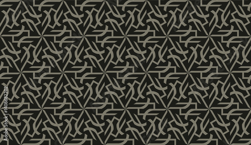 For interior wallpaper, smart design, fashion print.Vector seamless illustration with pattern in triangles style. Dark black color.
