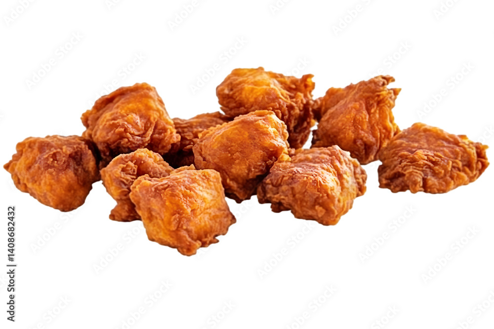 Isolated Photo of Crispy Golden Fried Chicken Pieces with Transparent Background Isolated Photo of Crispy Golden Fried Chicken Pieces with Transparent Background
