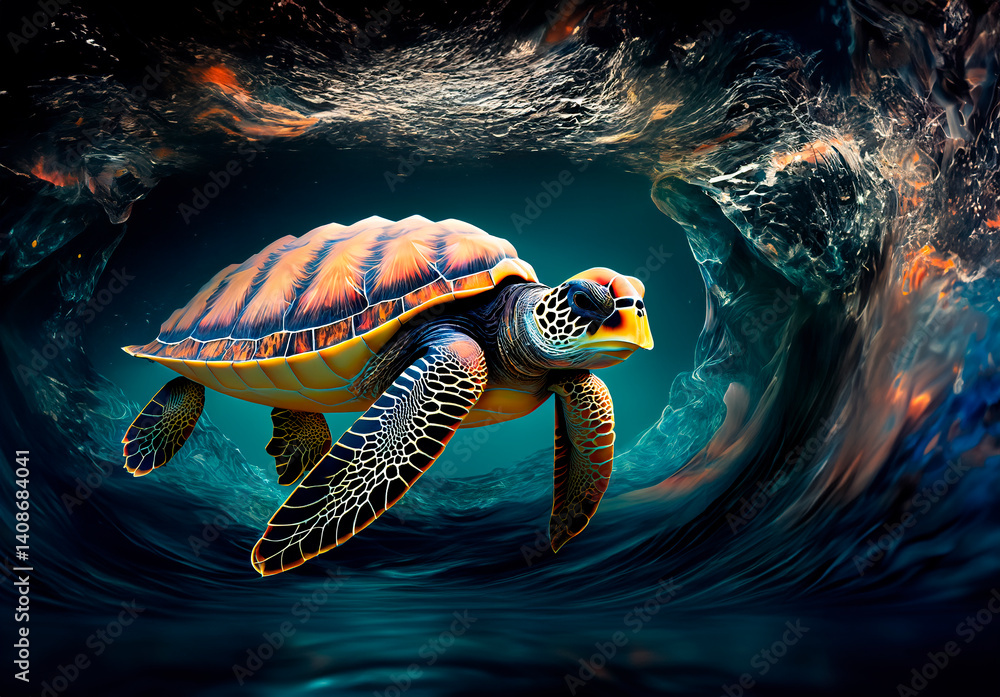 Sea turtle swimming in the water Ai