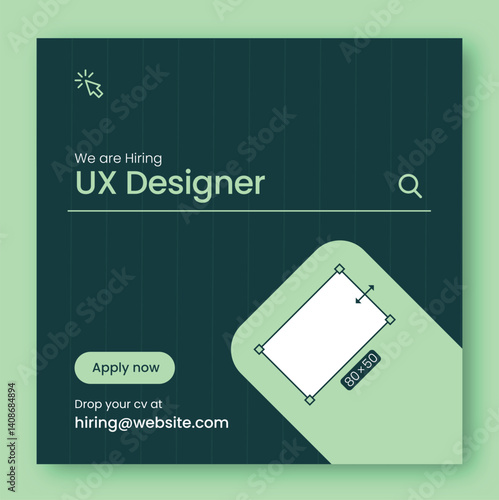 We are hiring ui ux design job vacancy web banner and social media post square template	