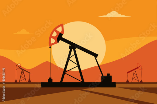 oil pump in the sunset