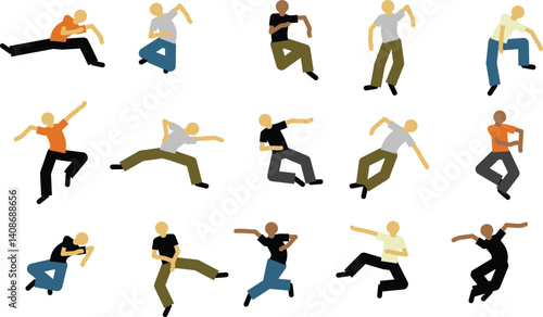 Vector Dance Poses Illustration – Dynamic Human Movements in Flat Style