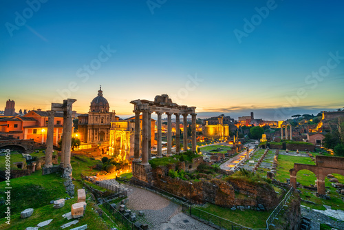 Obraz na płótnie Ruins of Roman forum at dawn in Rome. Italy w salonie