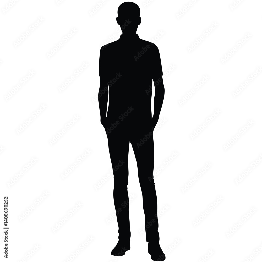 Silhouette of Man Standing with Hands in Pockets on Transparent Background Silhouette of Man Standing with Hands in Pockets on Transparent Background