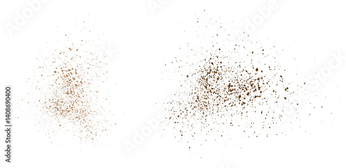 Vector cinnamon flying dust effect coffee or chocolate powder particle grain dust illustration