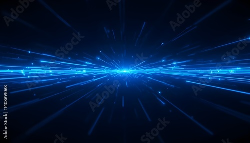 Animation of Multiple Blue Shiny Light Lines Flowing in Dynamic Motion