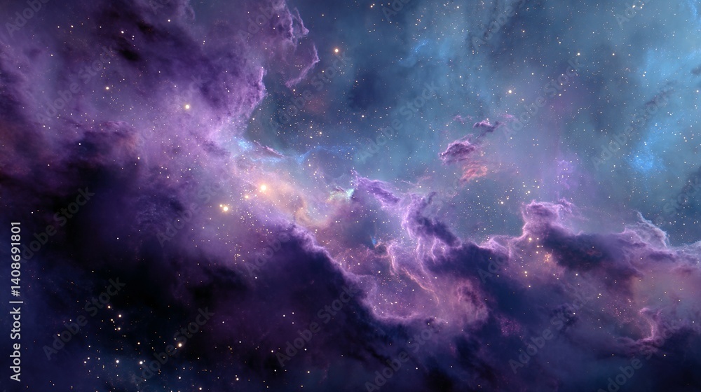 Fototapeta premium Cosmic nebulae in a vibrant, star-studded expanse.
