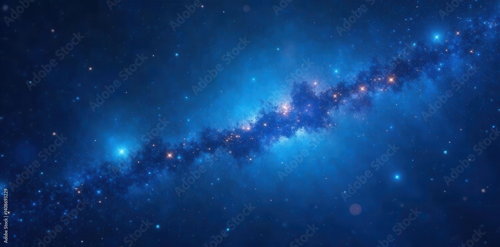 Fototapeta premium Deep blue cosmic backdrop, glittering stars, subtle sparkle , shining, deep, galaxy