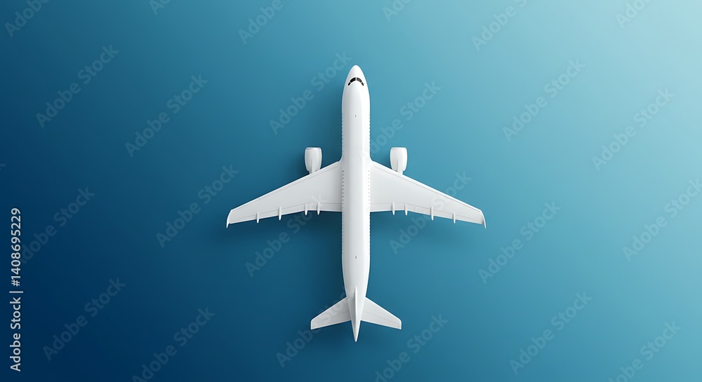 White Airplane Overhead: Serene Minimalist Aviation Design White Airplane Overhead: Serene Minimalist Aviation Design