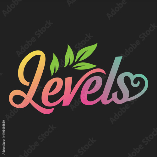 A colorful logo for a business named "Levels" incorporates stylized leaves.
