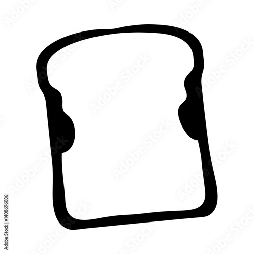 A simple black and white illustration of a slice of toasted bread