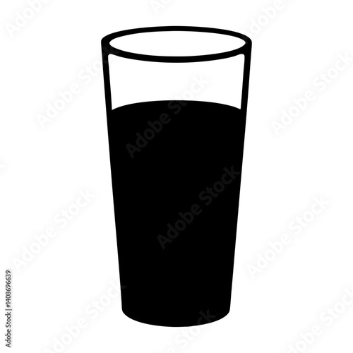 A Simple Black and White Illustration of a Tall Glass Filled with Liquid