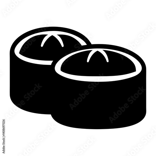 Two Pieces of Delicious Maki Sushi Icon Graphic Illustration