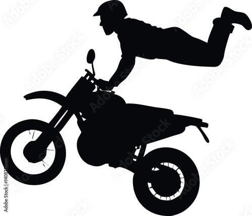 Man Performing a Trick on Motorcycle Silhouette with Transparent Background