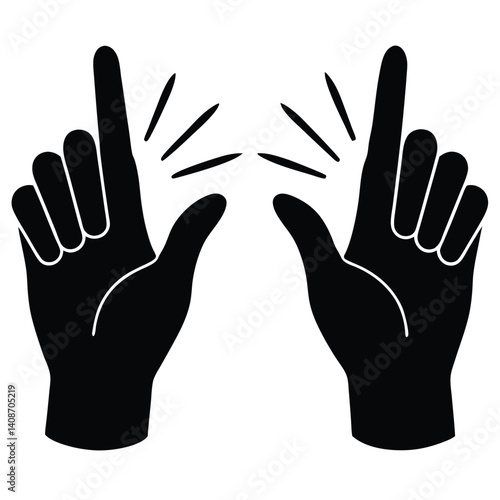 Silhouette Hands Pointing Upwards with Finger Flicking Gestures Isolated