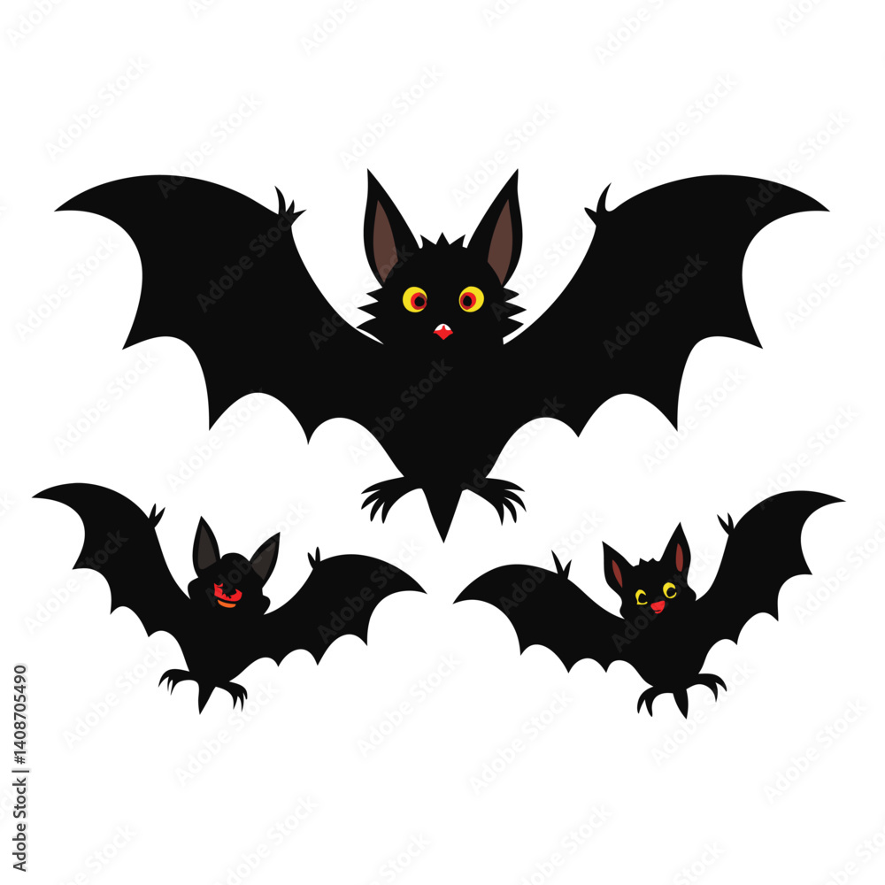 Fototapeta premium Halloween three bat isolated on white background