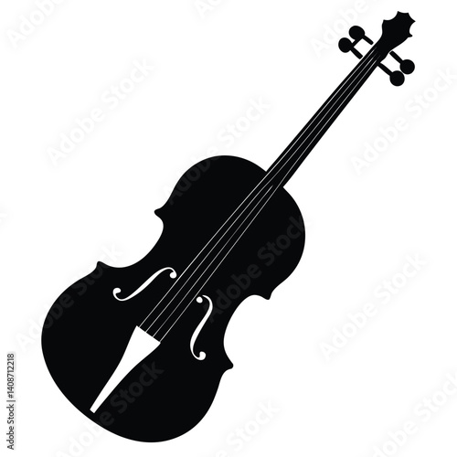 Cello Silhouette on Transparent Stringed Musical Instrument Design Element Isolated