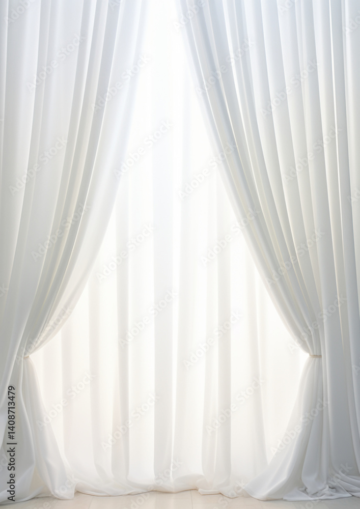 Serene Elegance: Cascading Orchids and Sheer White Curtains Backdrop Serene Elegance: Cascading Orchids and Sheer White Curtains Backdrop