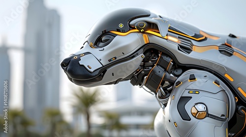Obraz na płótnie Futuristic robotic in an urban setting w salonie