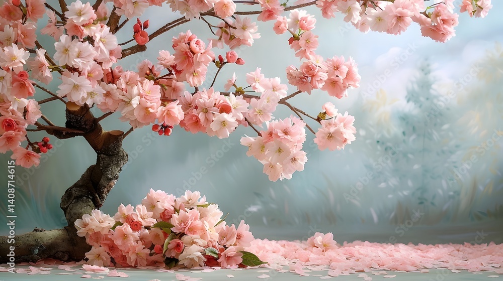 Vibrant cherry blossoms in full bloom on a spring day