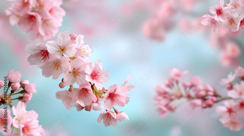 Blooming pink flowers in spring