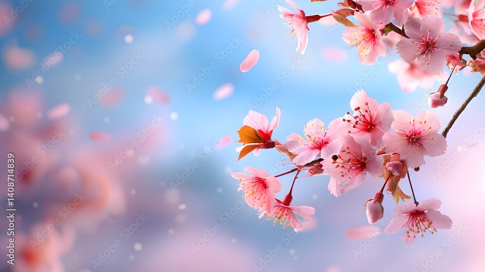 Delicate pink blossoms in springtime bloom