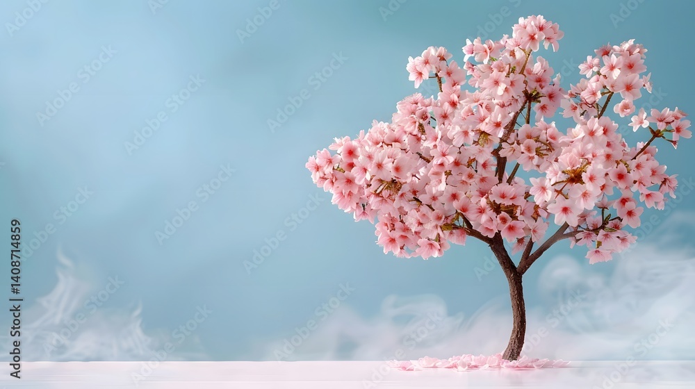 Delicate pink cherry blossoms in spring