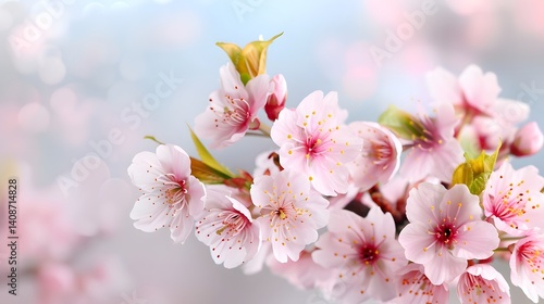 Obraz na płótnie Delicate pink cherry blossoms in spring w salonie