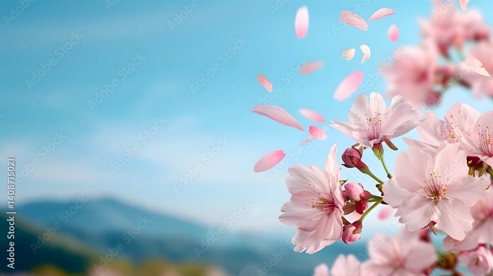 Delicate pink cherry blossoms in full bloom