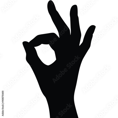 Ok Hand Sign Gesture Silhouette Shape Finger Symbol on Transparent Background