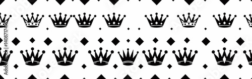 Crown-and-diamond_pattern-black_and_white_design-rows-of_crowns-alternating_diamonds-geometric-repeat-pattern-modern-graphic_art