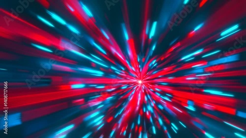 Wallpaper Mural A dark background with neon lights and laser beams, creating an atmosphere of futuristic technology and gaming aesthetics. The scene is illuminated by vibrant blue, purple, red, and orange light stre Torontodigital.ca