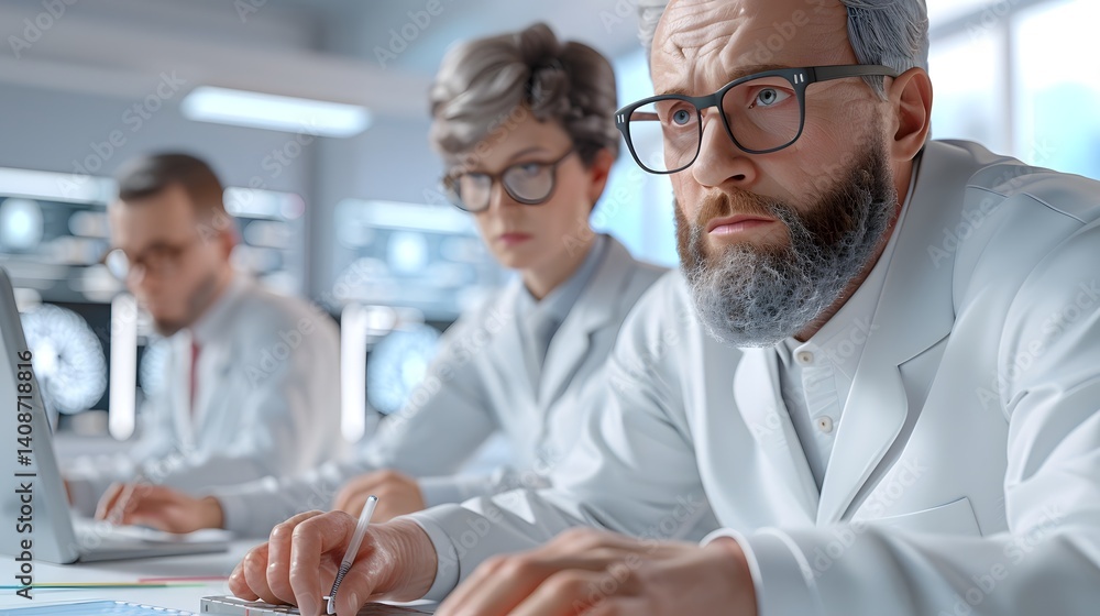 Focused business professionals working together in an office setting