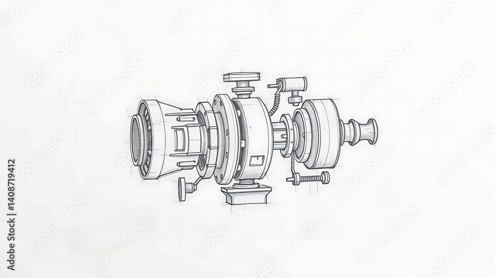 custom made wallpaper toronto digitalTechnical Drawing of Industrial Pump Mechanism....