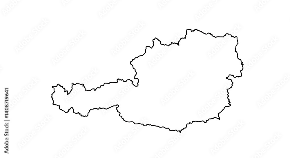 Outlined Map of Geographic Land Shape on White Background Outlined Map of Geographic Land Shape on White Background