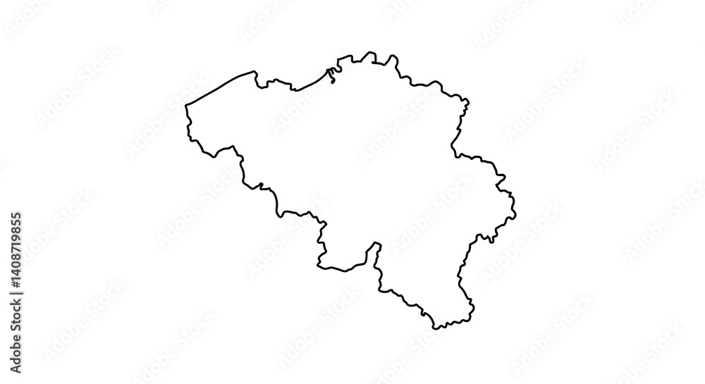 Fototapeta premium Outlined Map of a European Country
