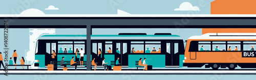 A_stylized_illustration_of_a_train_station_with_passengers_waiting_for_a_bus_and_train_in_a_modern_urban_environment-colorful-and-clean_design