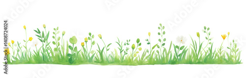 Obraz na płótnie PNG Grass as divider watercolor flower asteraceae graphics. w salonie